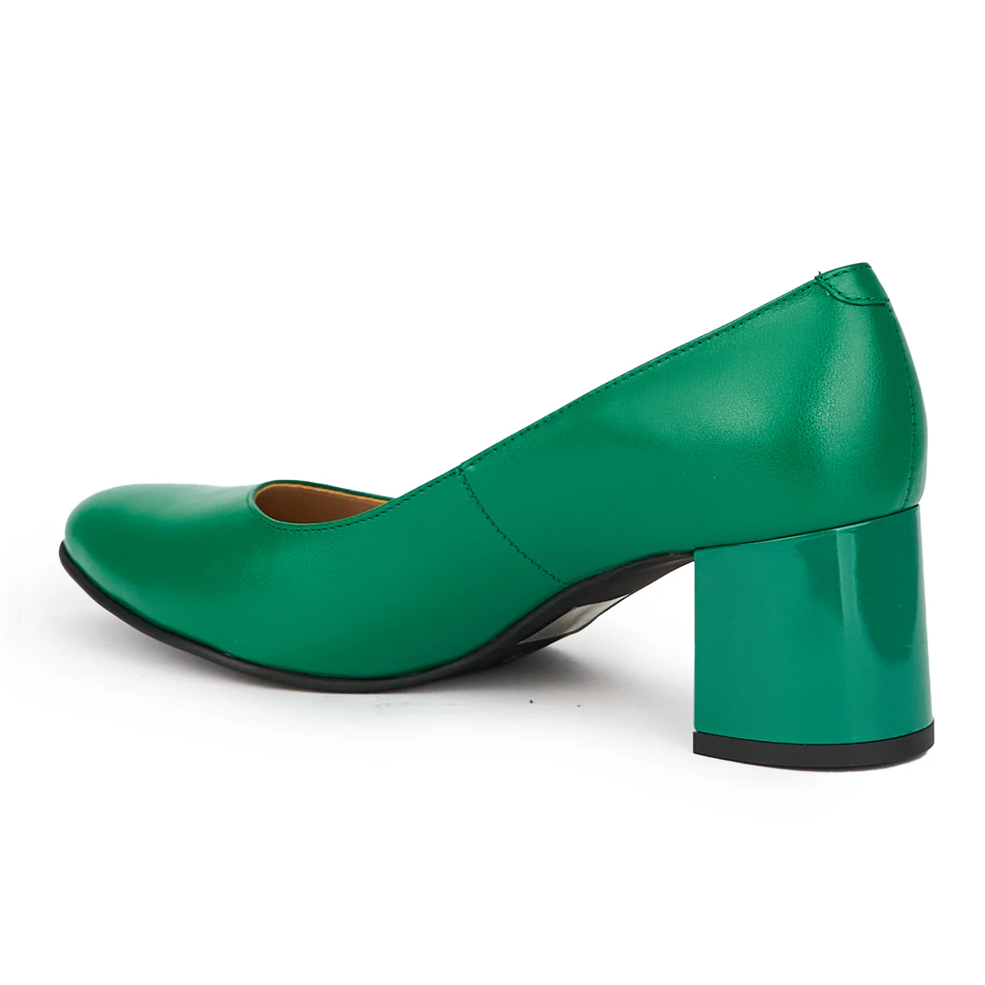 Pantofi dama din piele naturala verde cu toc gros 6 cm 15423 - Image 2