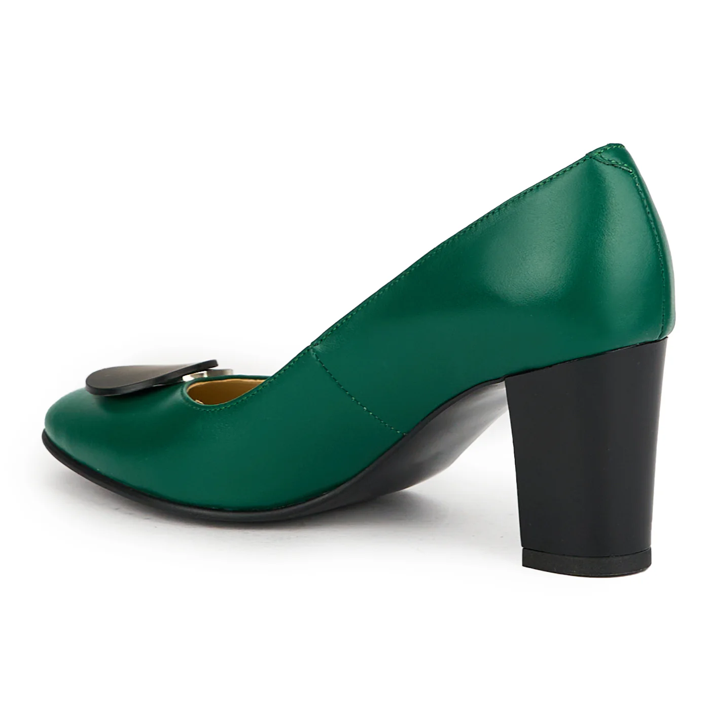 Pantofi dama din piele naturala verde cu toc gros 7.5 cm 15106 - Image 2