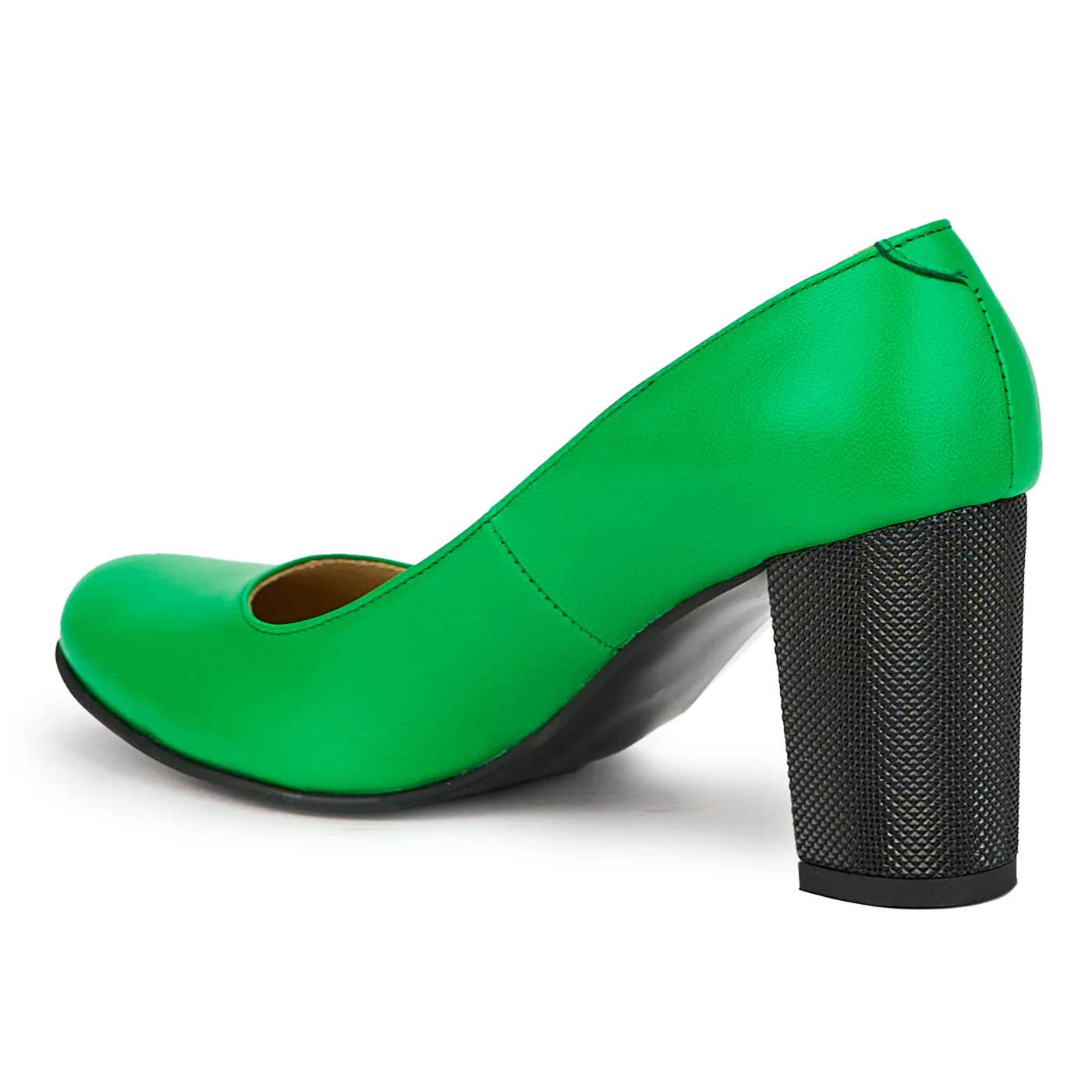 Pantofi dama din piele naturala verde cu toc gros 7.5 cm 15855 - Image 2