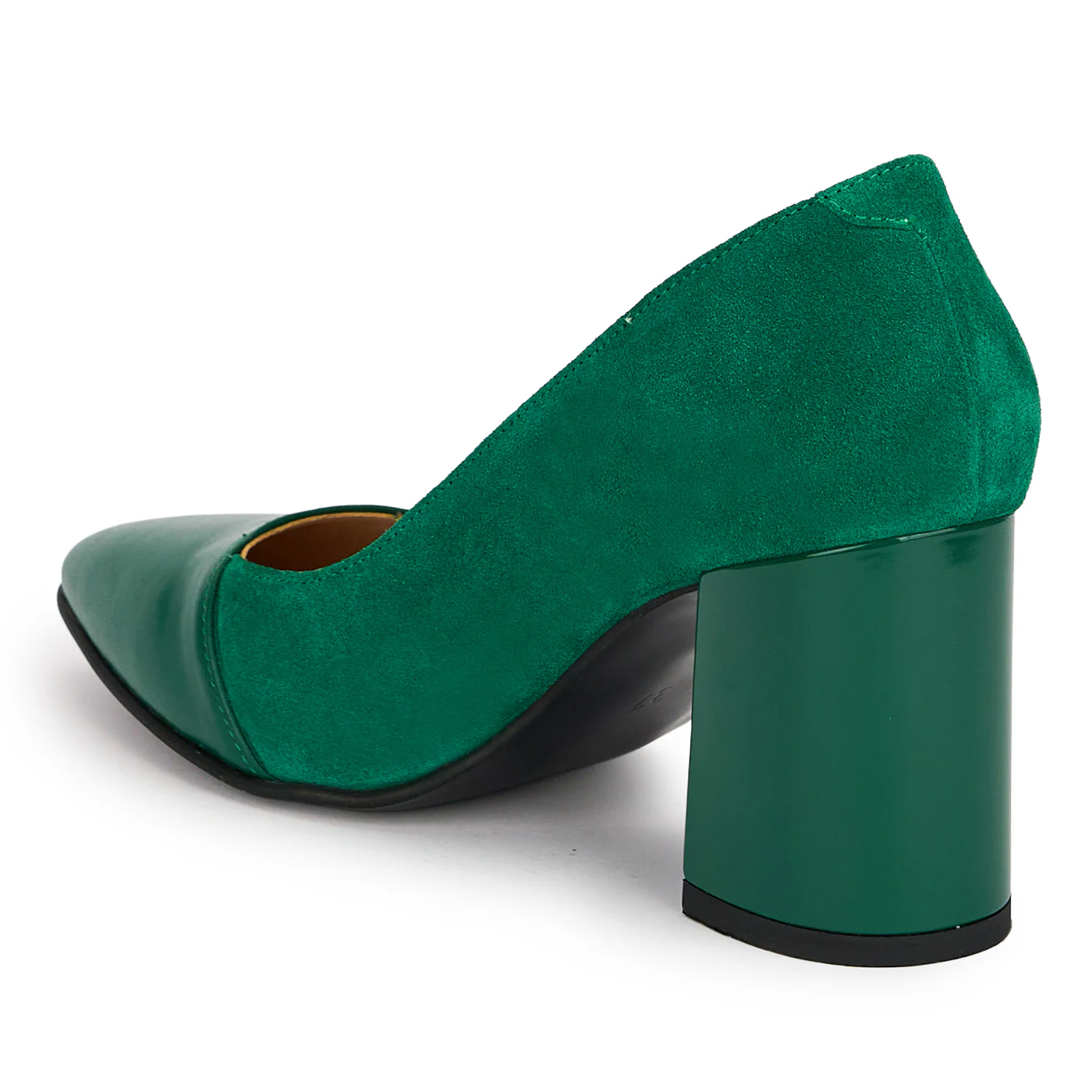 Pantofi dama din piele naturala verde cu toc gros 7.5 cm 18844 - Image 2
