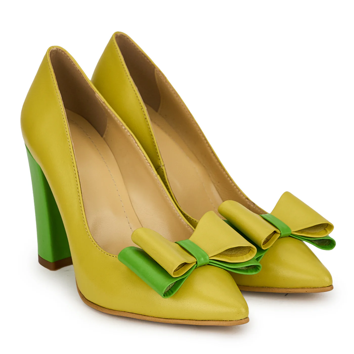 Pantofi dama din piele naturala verde cu toc gros 9.5 cm 19817 - Image 4