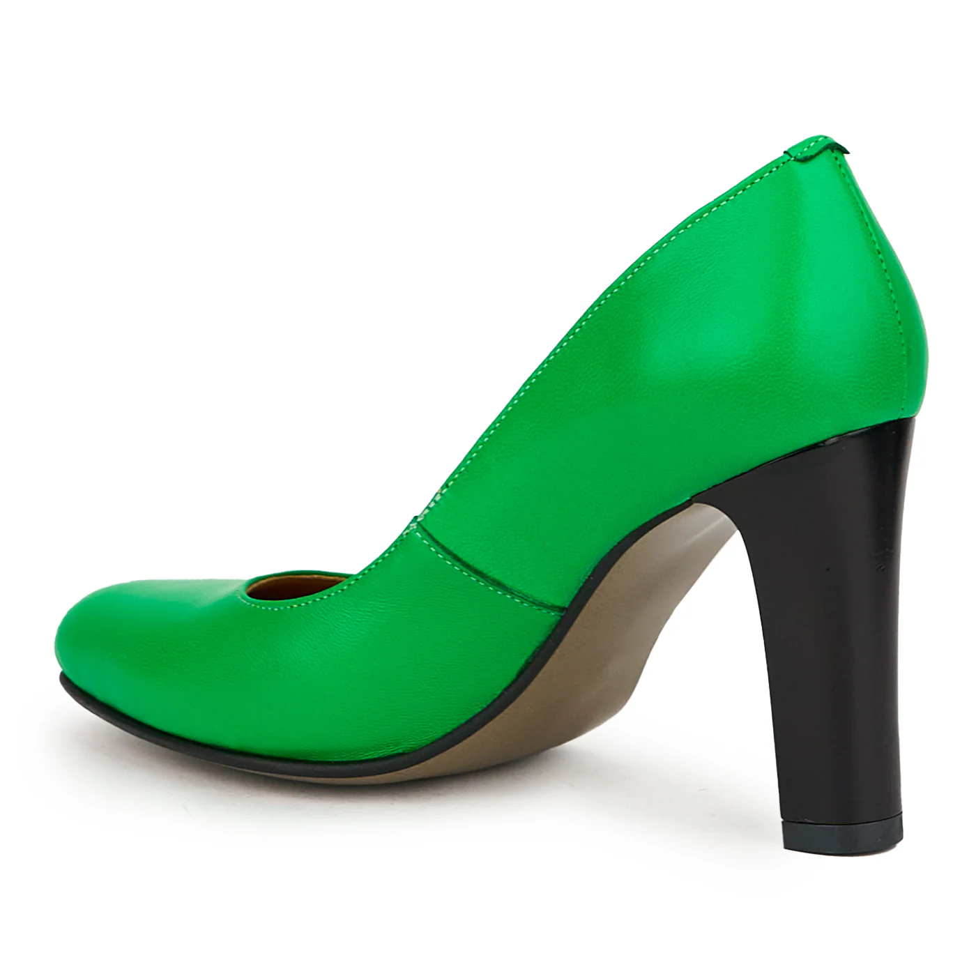 Pantofi dama din piele naturala verde cu toc gros 9 cm 14988 - Image 2