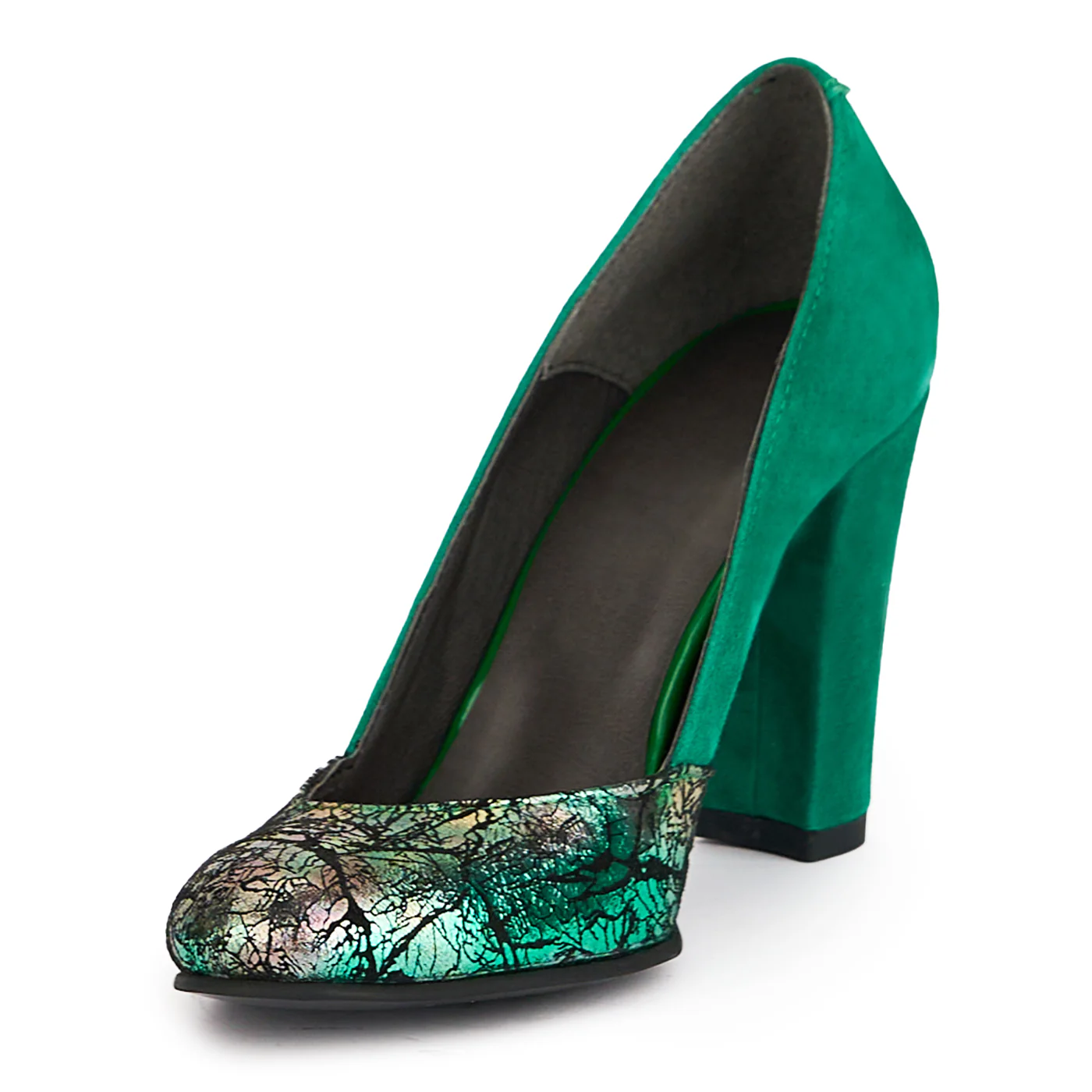 Pantofi dama din piele naturala verde cu toc gros 9 cm 16861 - Image 3