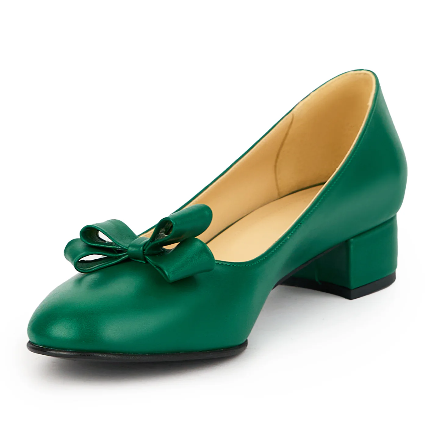 Pantofi dama din piele naturala verde cu toc mic 3.5 cm 14904 - Image 3