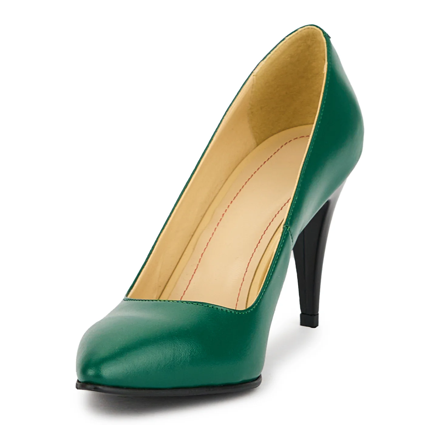 Pantofi dama din piele naturala verde cu toc subtire 10 cm 15070 - Image 3