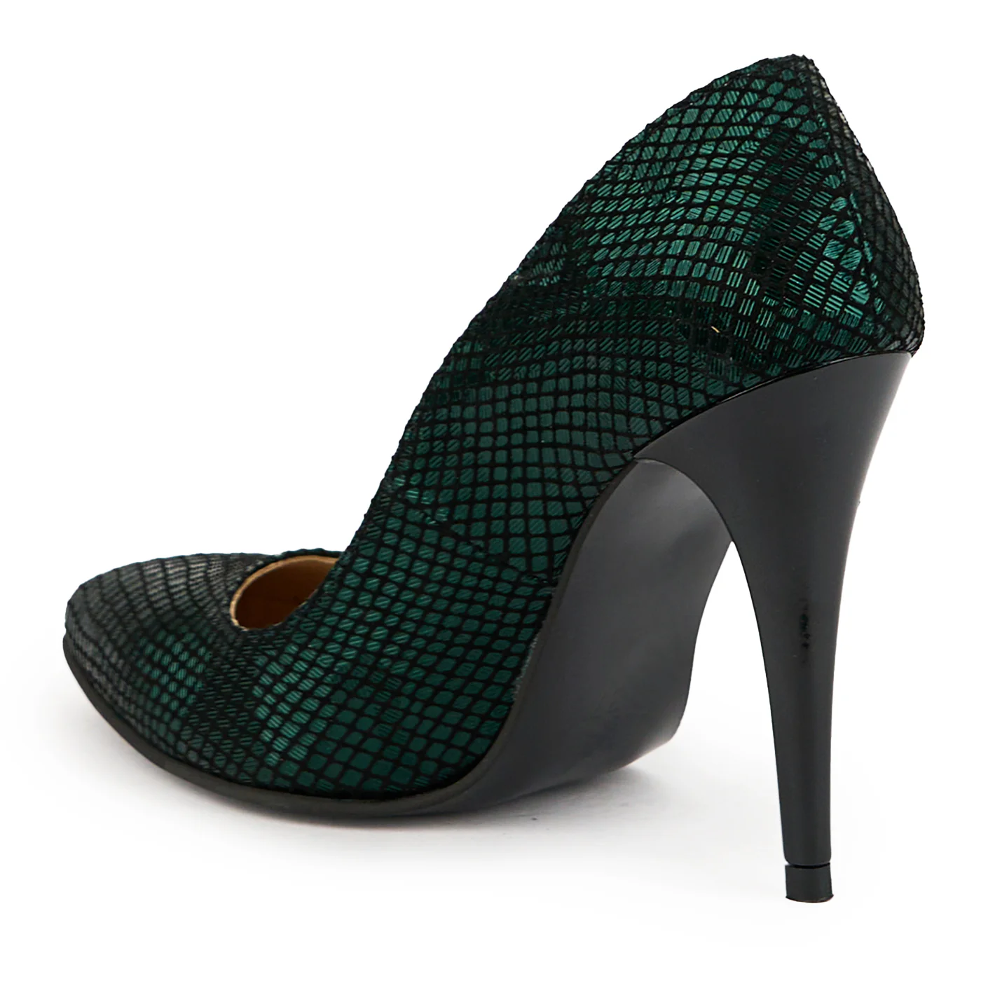 Pantofi dama din piele naturala verde cu toc subtire 11 cm 14922 - Image 2