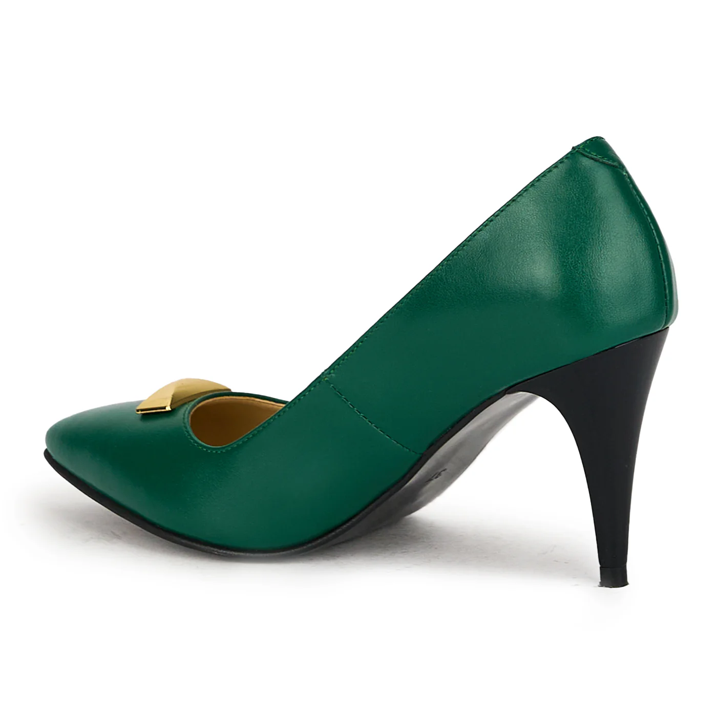 Pantofi dama din piele naturala verde cu toc subtire 17503 - Image 2