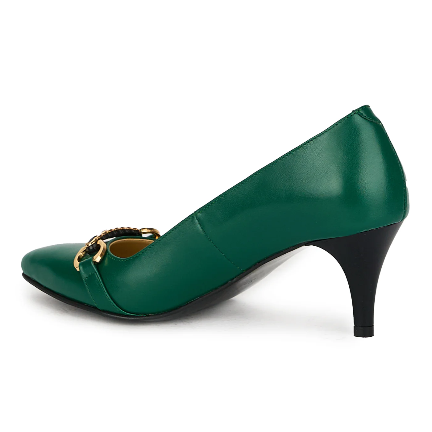 Pantofi dama din piele naturala verde cu toc subtire 17534 - Image 2