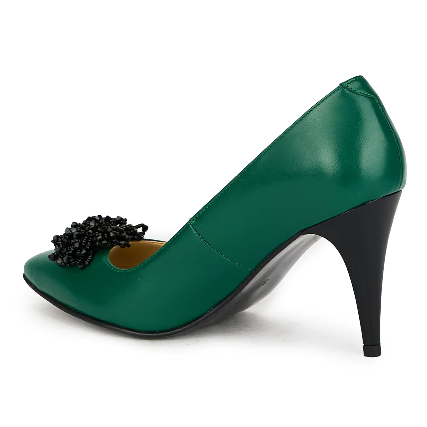 Pantofi dama din piele naturala verde cu toc subtire 17535 - Image 2