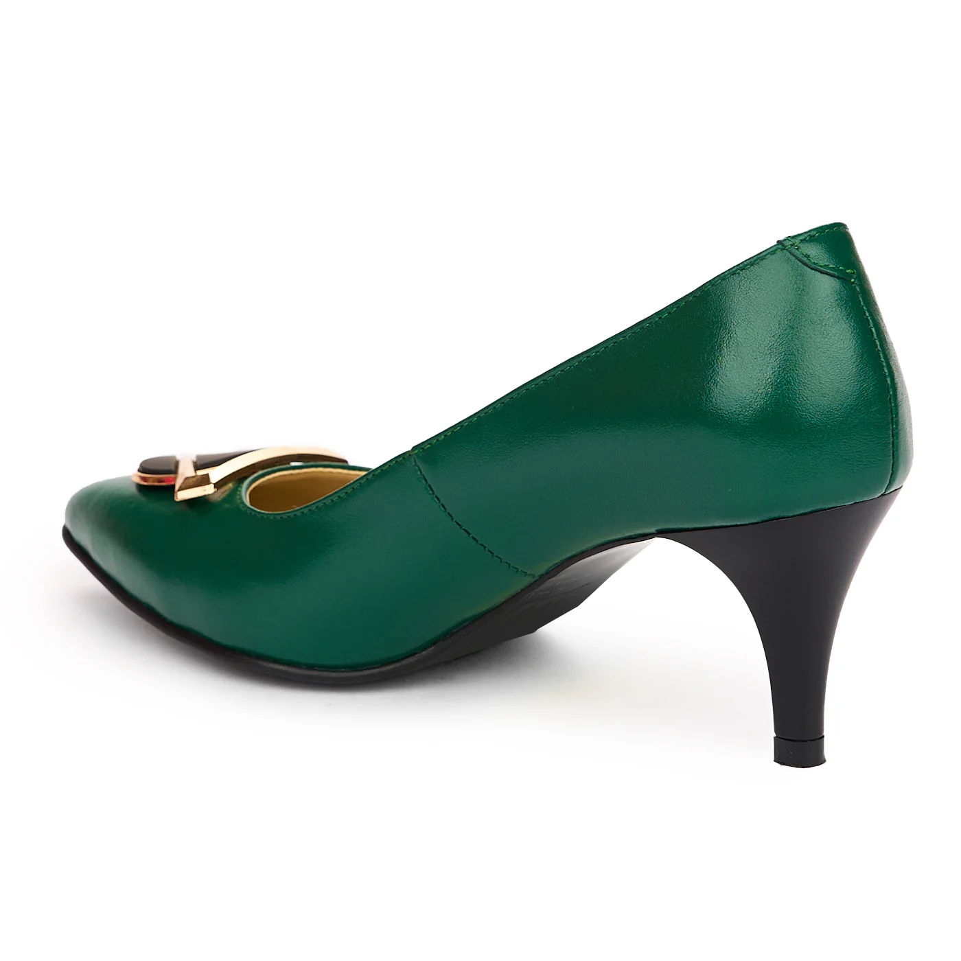 Pantofi dama din piele naturala verde cu toc subtire 7 cm 13772 - Image 2