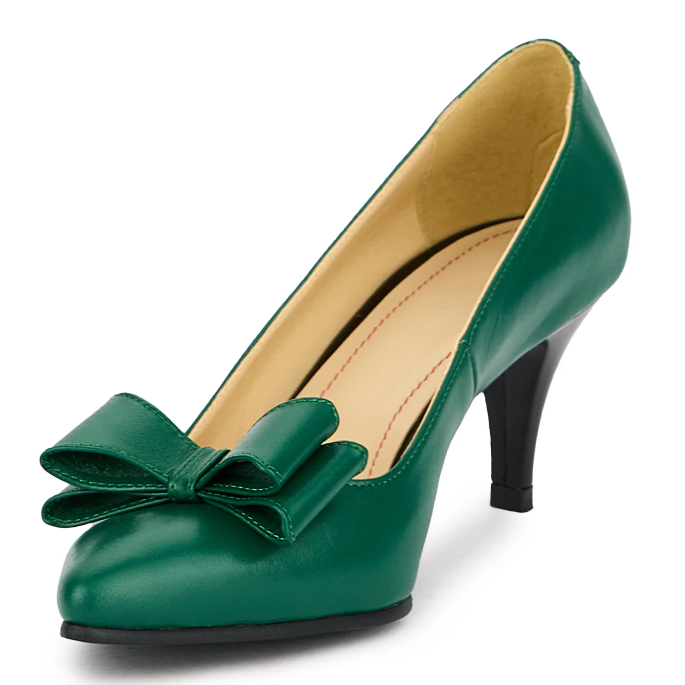 Pantofi dama din piele naturala verde cu toc subtire 7 cm 15059 - Image 3