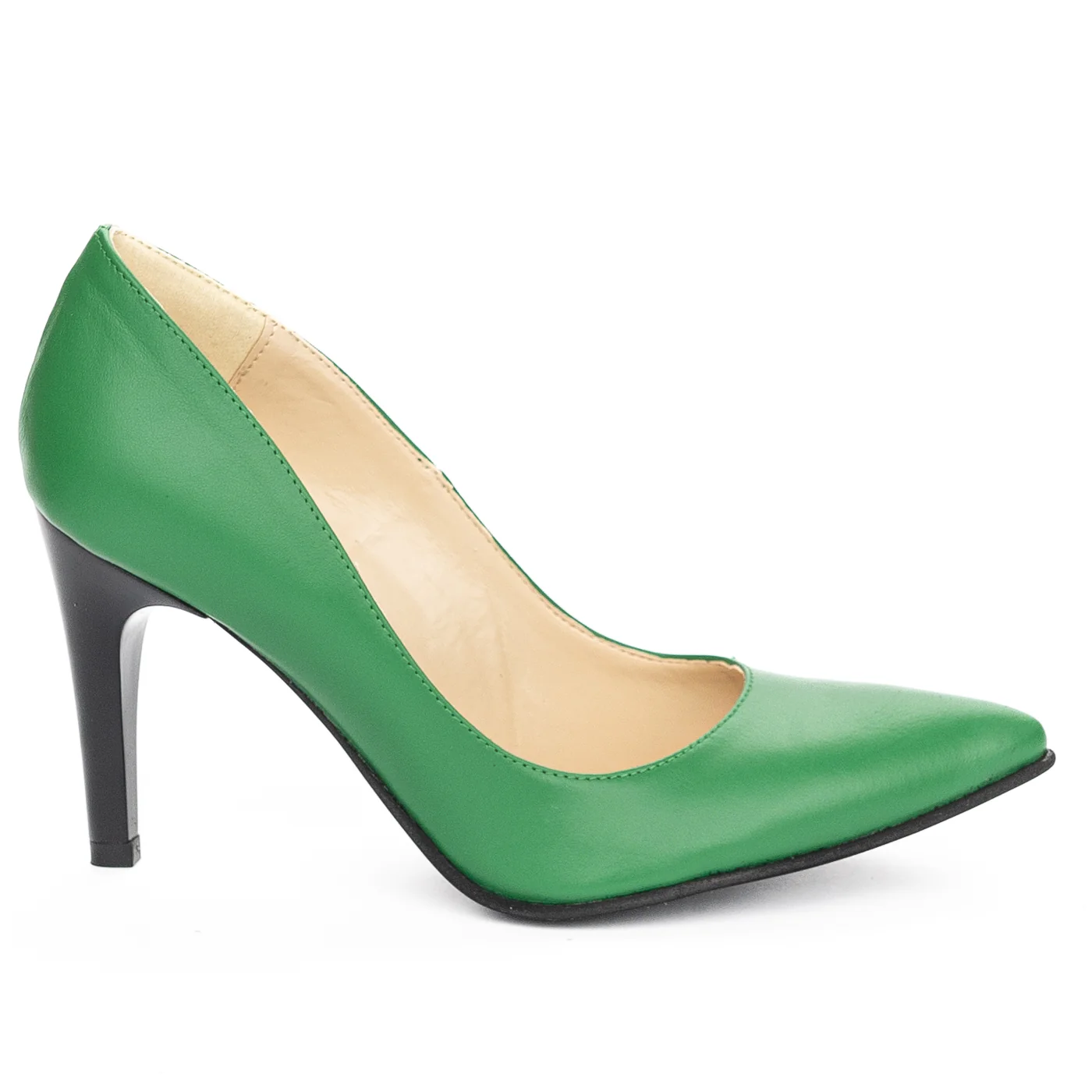 Pantofi dama din piele naturala verde cu toc subtire 8.5 cm 13935