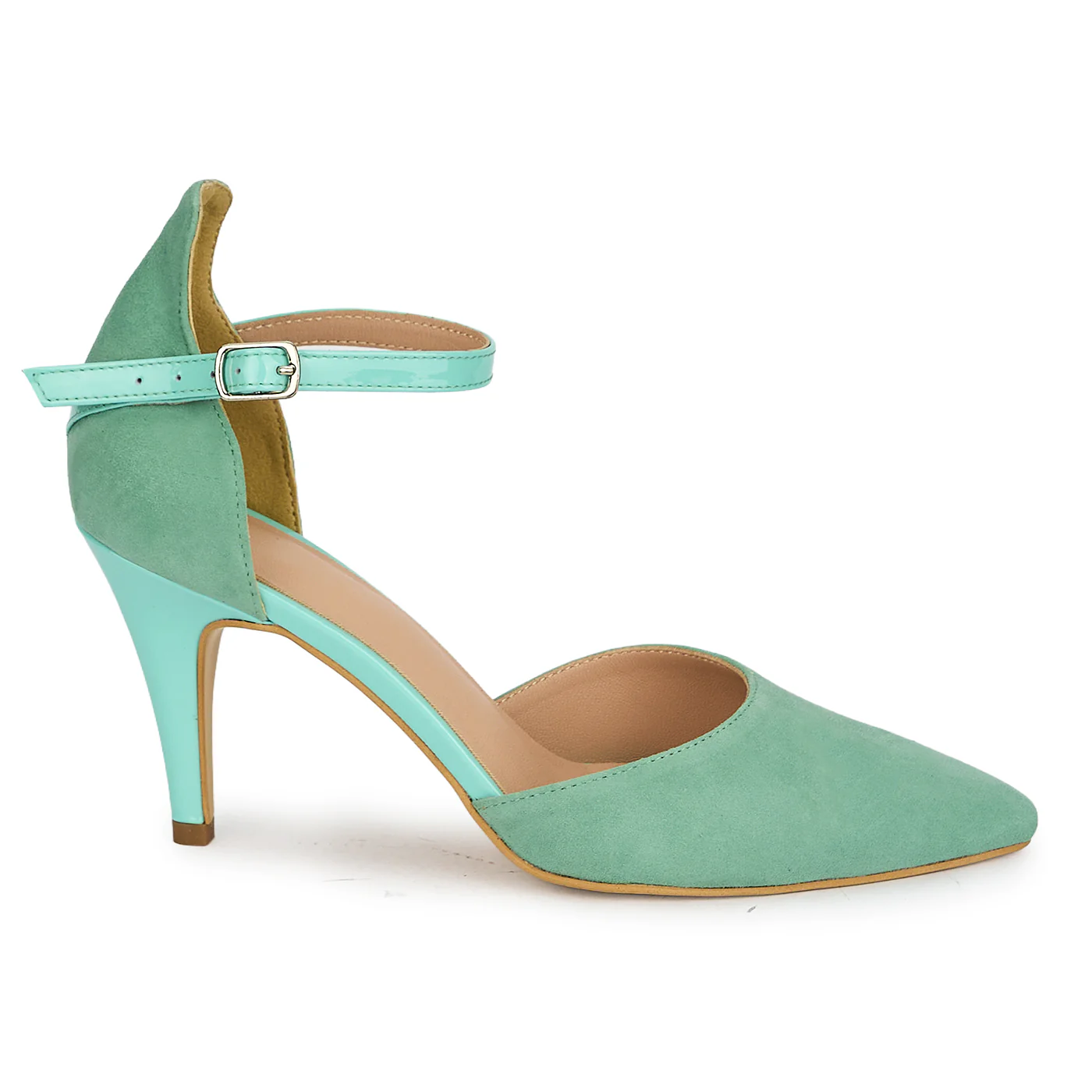 Pantofi dama din piele naturala verde cu toc subtire 8.5 cm 19832