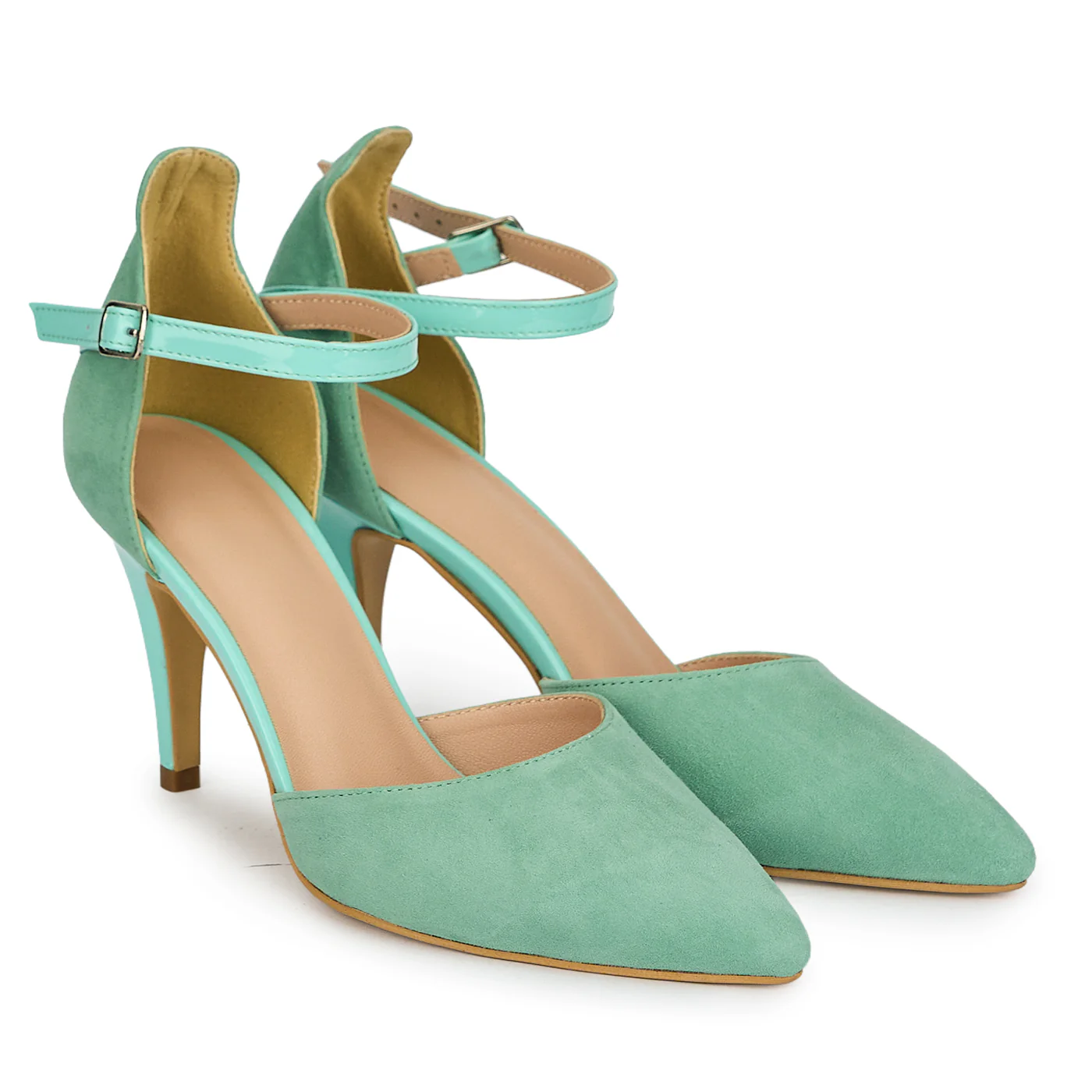 Pantofi dama din piele naturala verde cu toc subtire 8.5 cm 19832 - Image 4