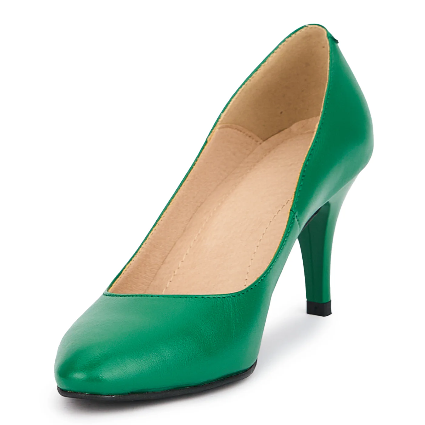 Pantofi dama din piele naturala verde cu toc subtire 8 cm 15189 - Image 3
