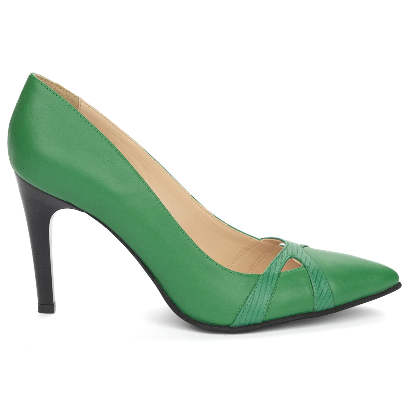 Pantofi dama din piele naturala verde cu toc subtire 9 cm 13891