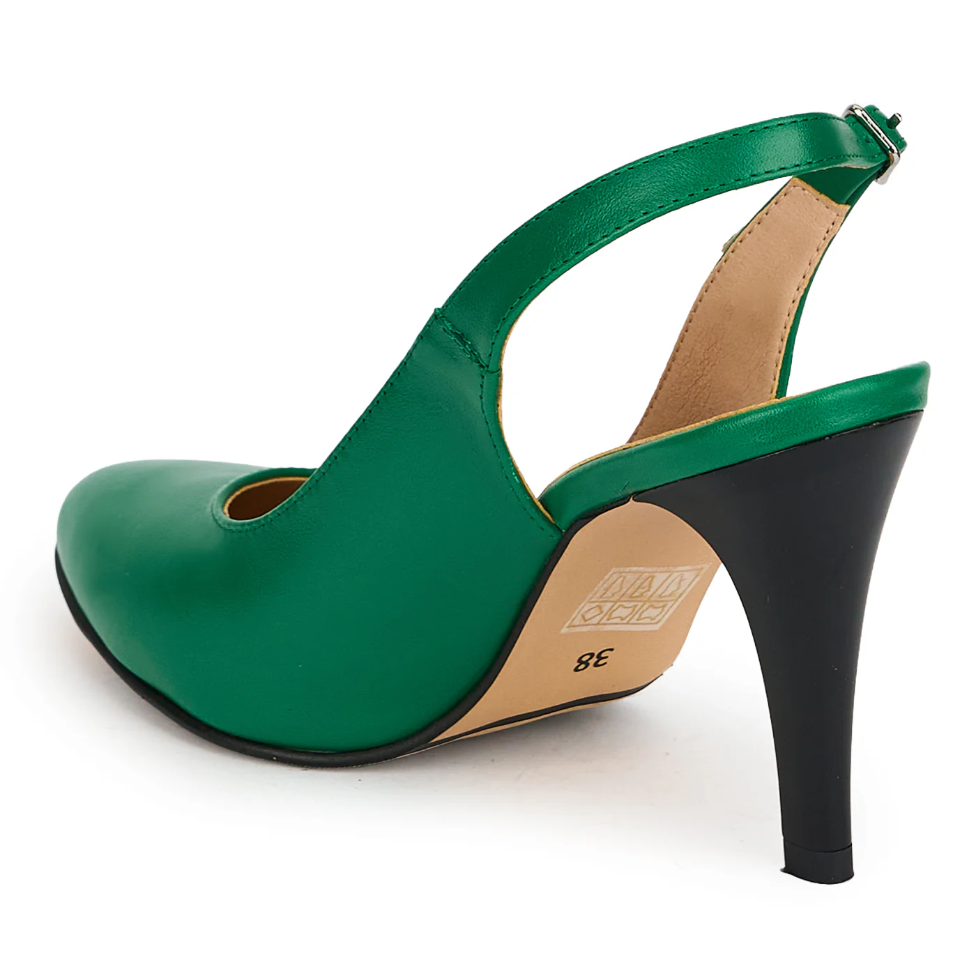 Pantofi dama din piele naturala verde cu toc subtire 9 cm 19381 - Image 2