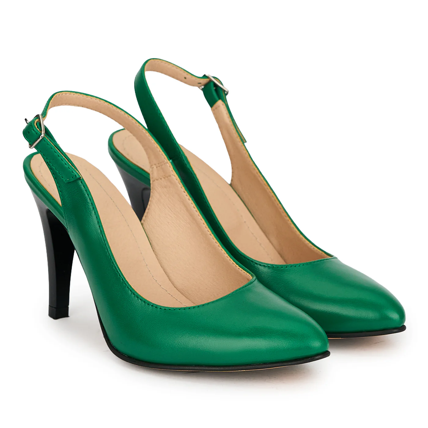 Pantofi dama din piele naturala verde cu toc subtire 9 cm 19381 - Image 4