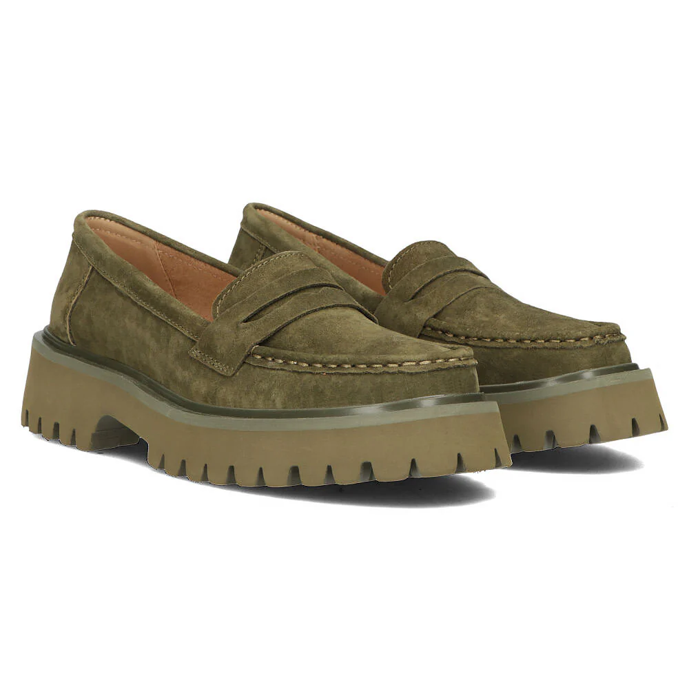 Pantofi dama din piele naturala verde khaki 13611 - Image 4