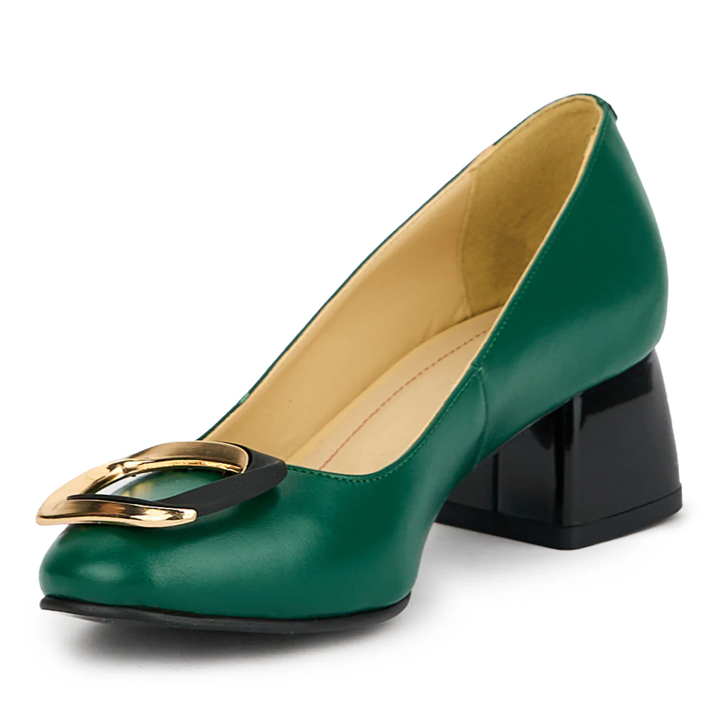 Pantofi dama din piele naturala verde toc gros 6 cm 15096 - Image 3
