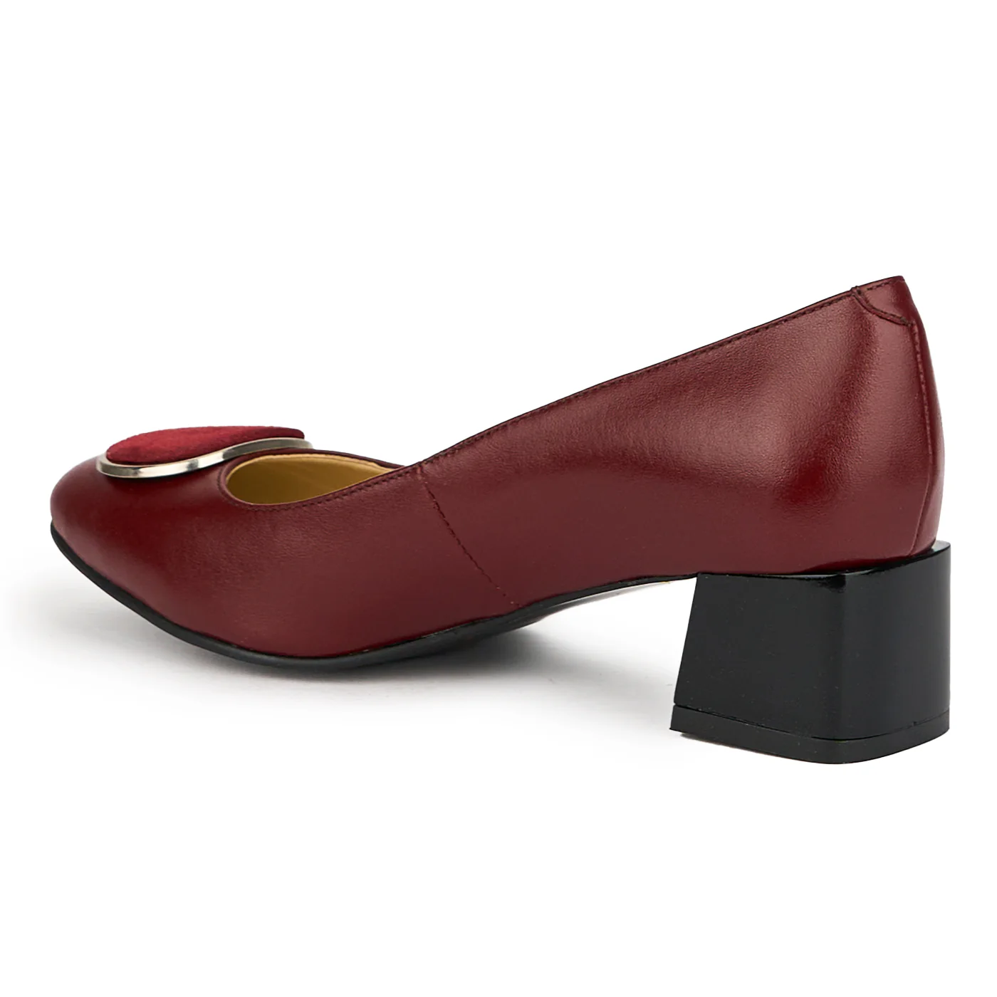 Pantofi dama din piele naturala visinie cu toc gros 5.5 cm 15018 - Image 2