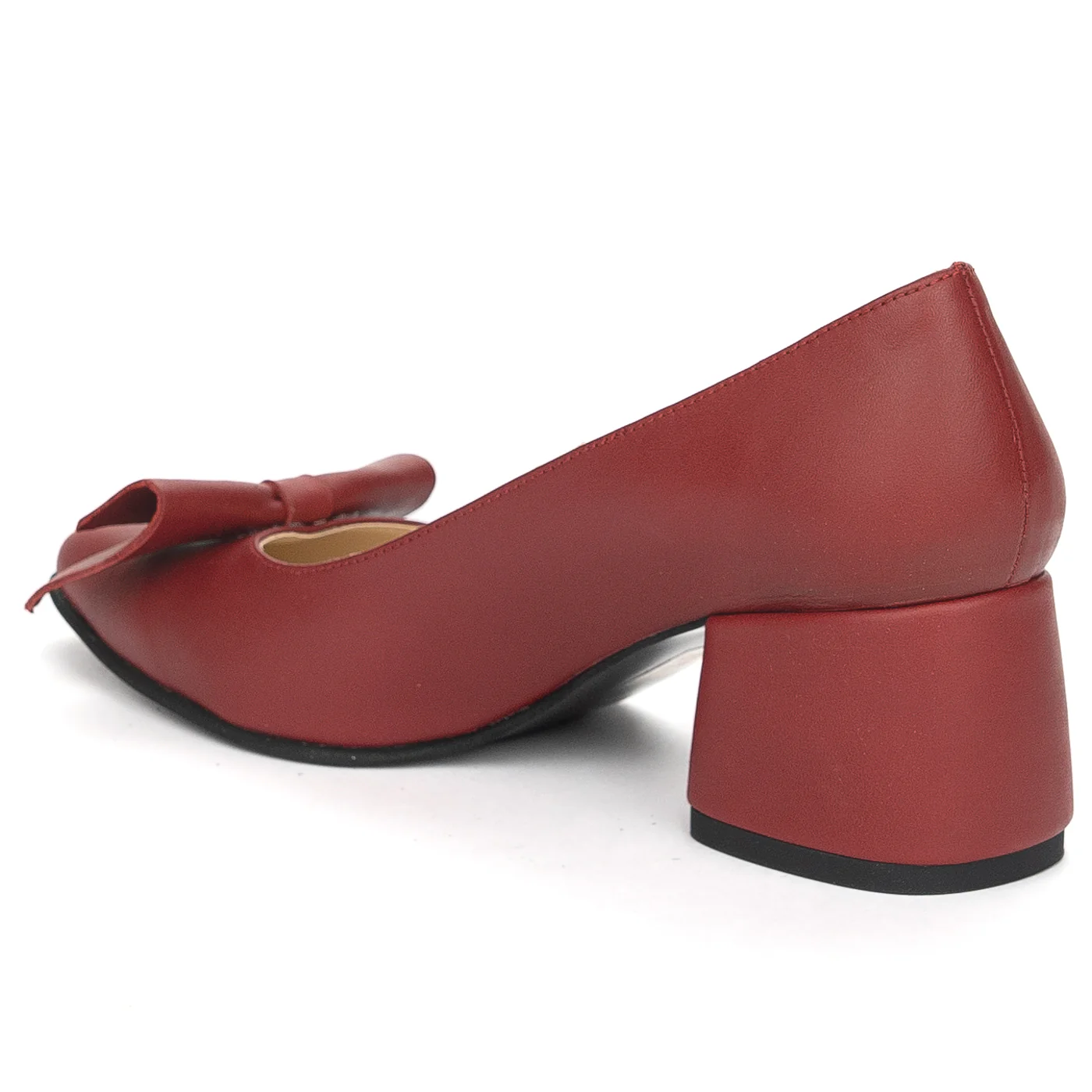 Pantofi dama din piele naturala visinie cu toc gros 6 cm 13908 - Image 2