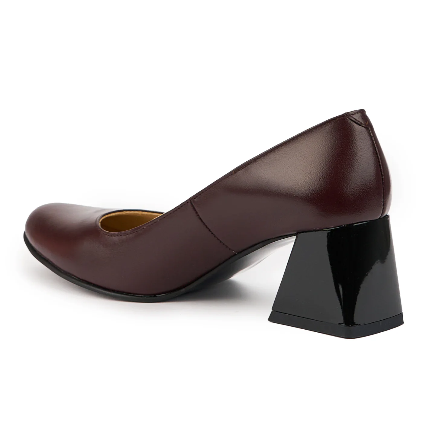 Pantofi dama din piele naturala visinie cu toc gros 6 cm 14723 - Image 2