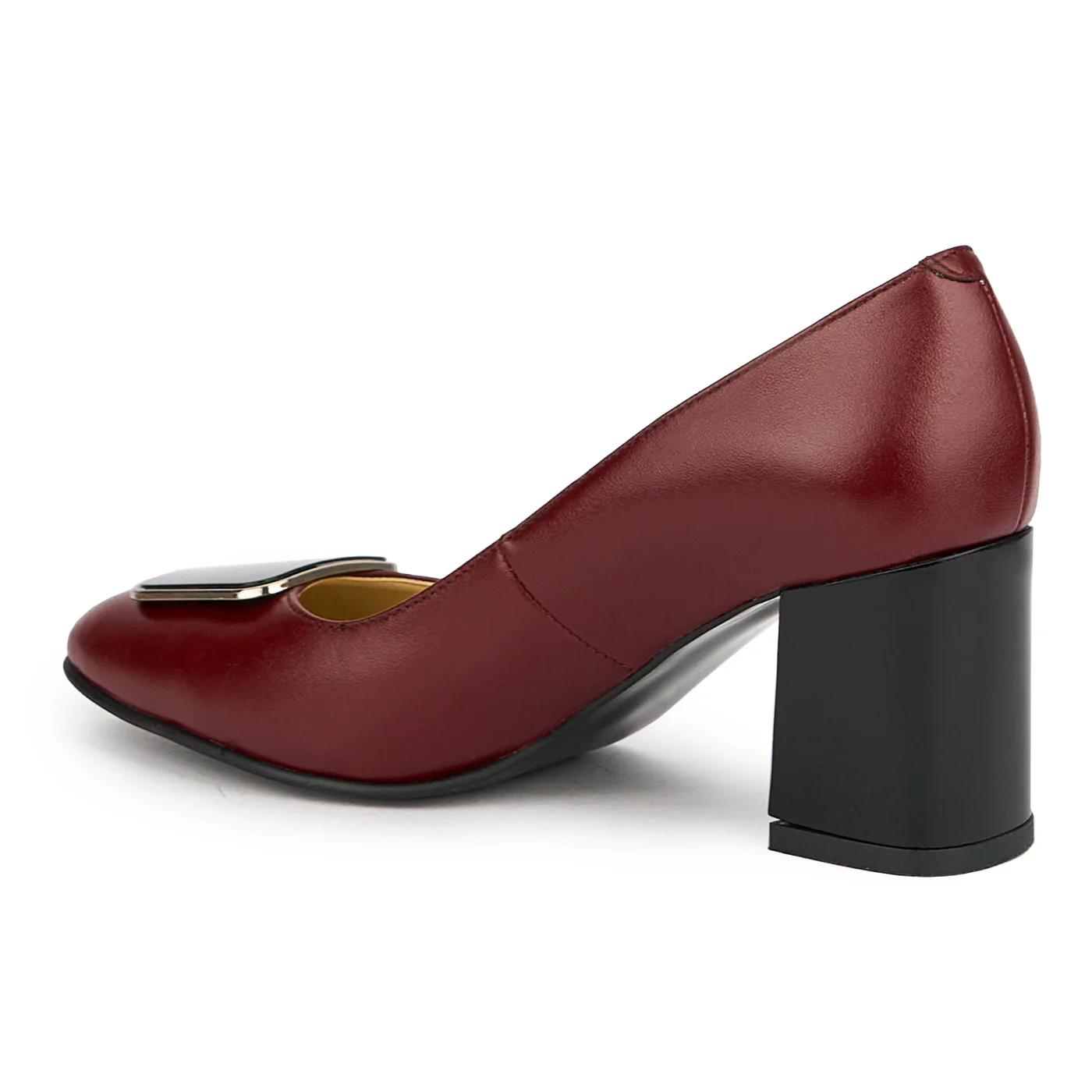 Pantofi dama din piele naturala visinie cu toc gros 7 cm 15027 - Image 2