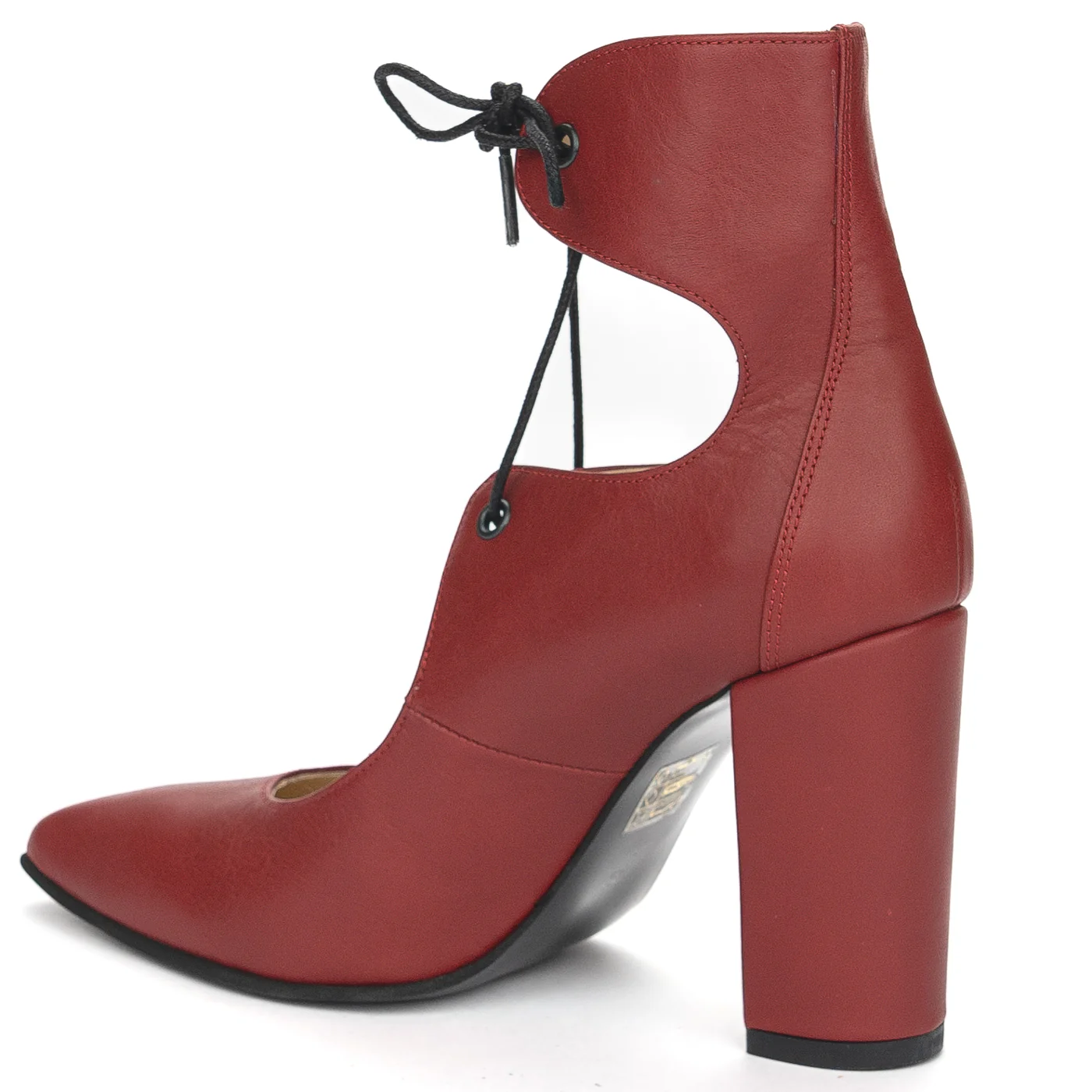 Pantofi dama din piele naturala visinie cu toc gros 9.5 cm 13914 - Image 2