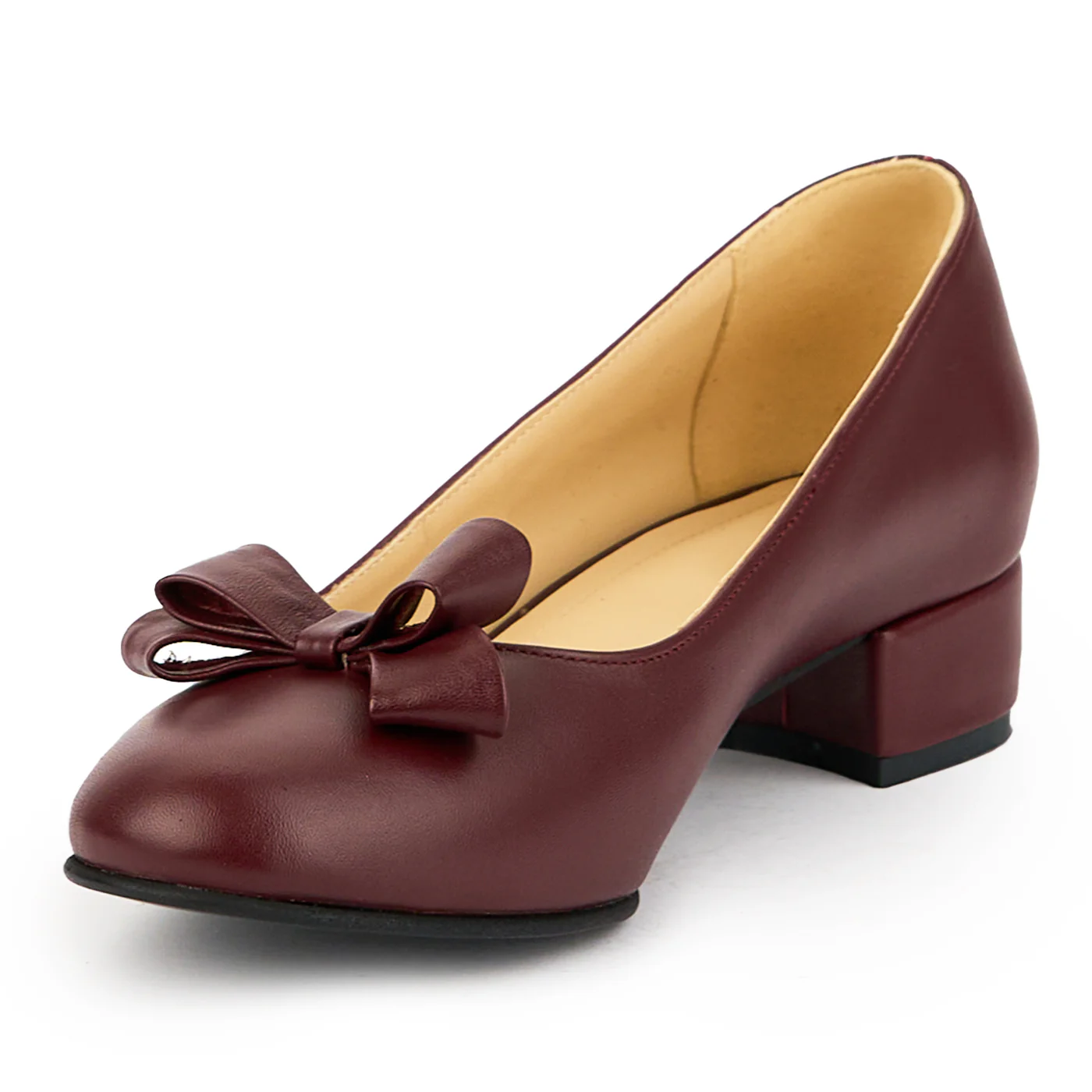 Pantofi dama din piele naturala visinie cu toc mic 3.5 cm 14906 - Image 3