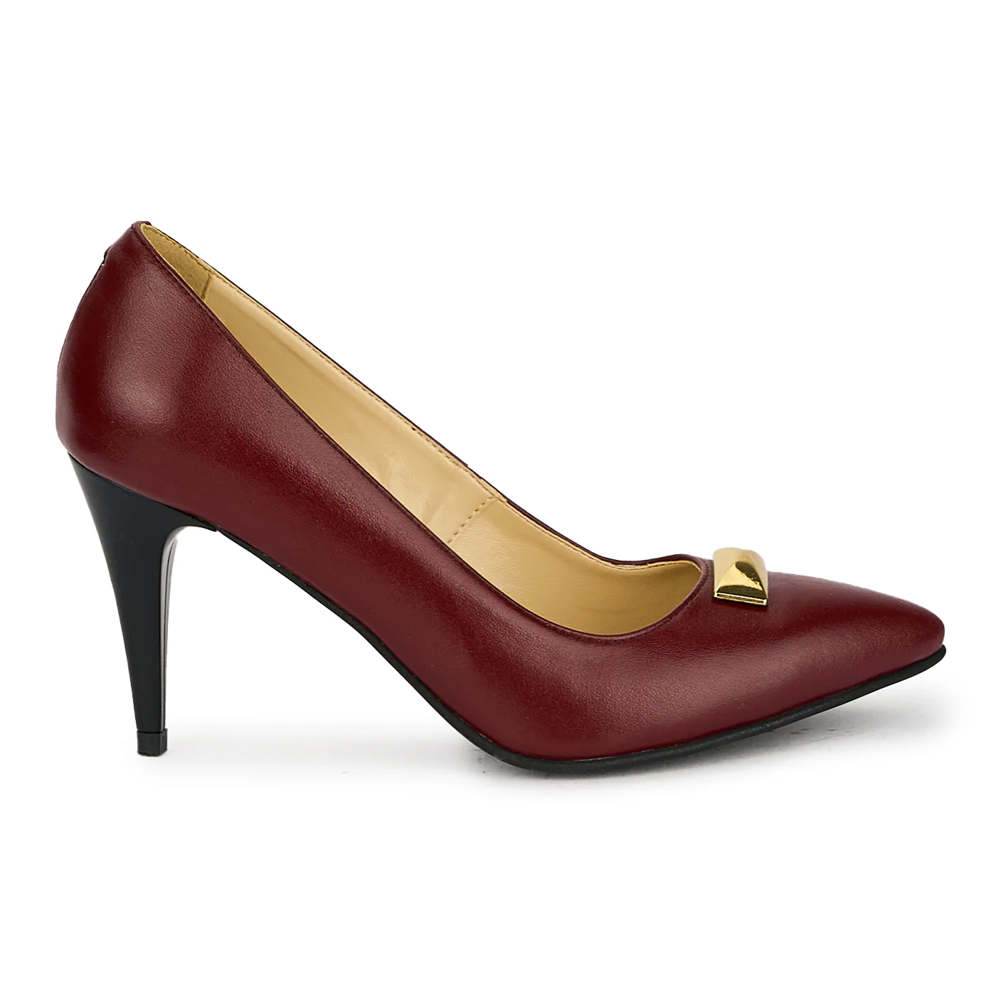 Pantofi dama din piele naturala visinie cu toc subtire 17504