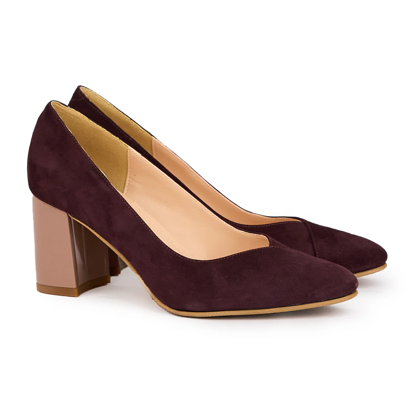 Pantofi dama din piele naturala visiniu-grena cu toc gros 7 cm 16900 - Image 4