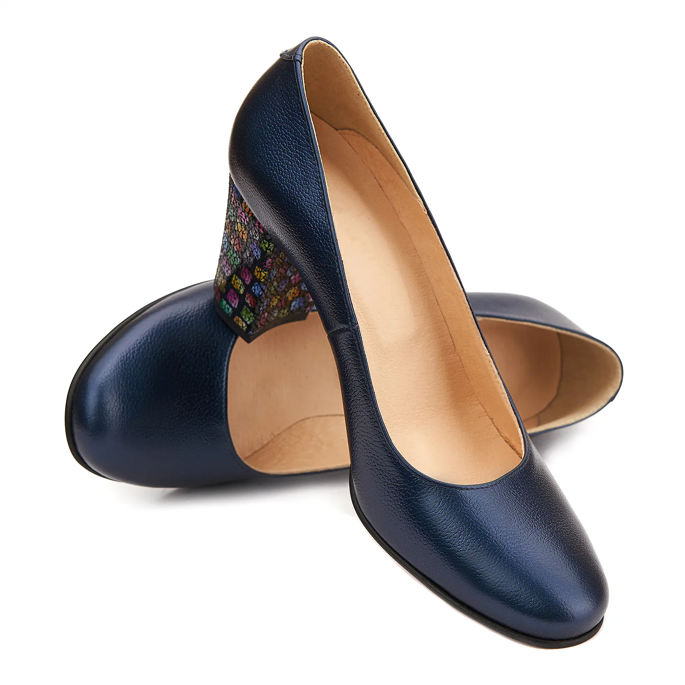 Pantofi dama eleganti din piele naturala bleumarin 4091 - Image 3
