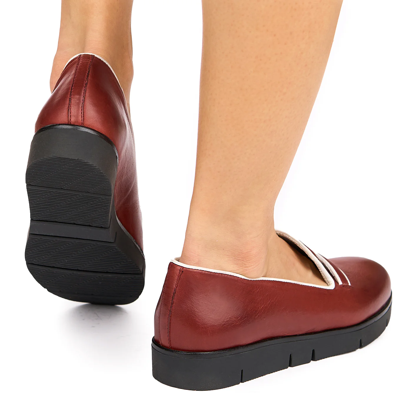 Pantofi dama fara siret din Piele Naturala rosie 1788 - Image 4