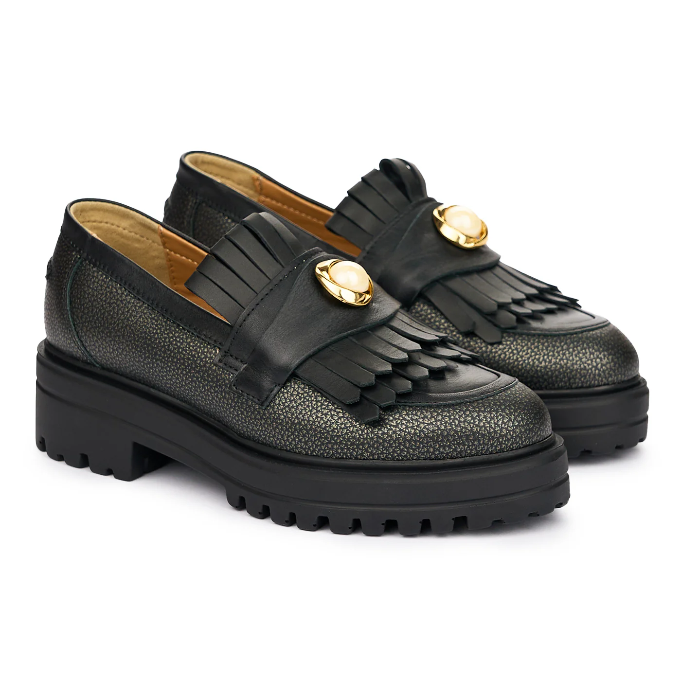 Pantofi Dama Piele cu Toc 4 Cm Casual Negri 8566 - Image 2