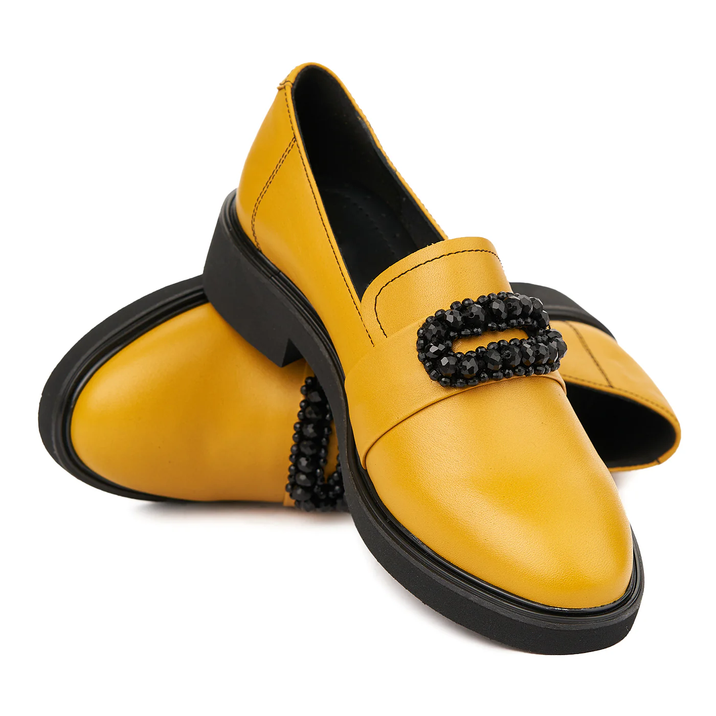 Pantofi Dama Din Piele Naturala Galbena Fara Siret  1753 - Image 4