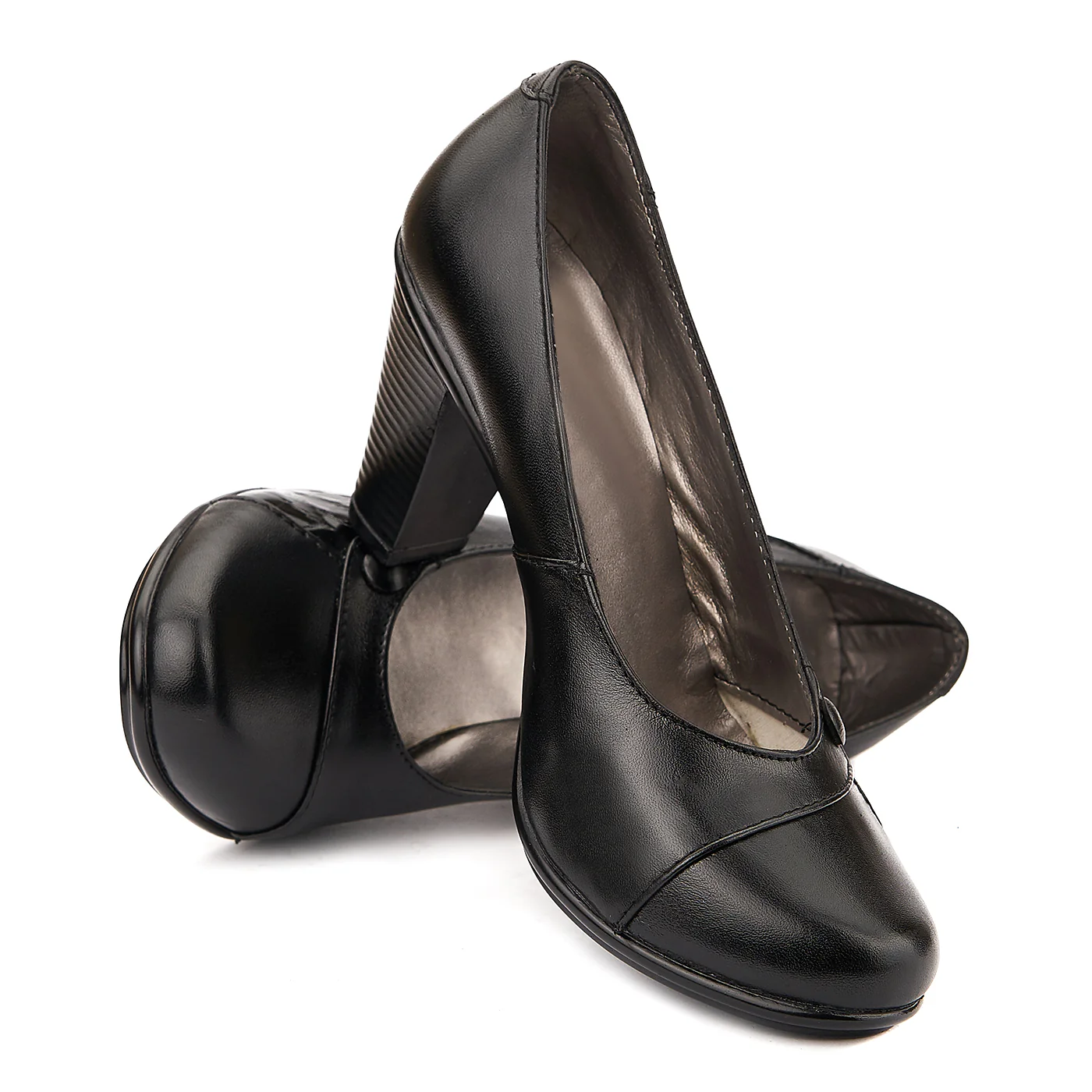 Pantofi dama piele negri cu toc 1333 - Image 4