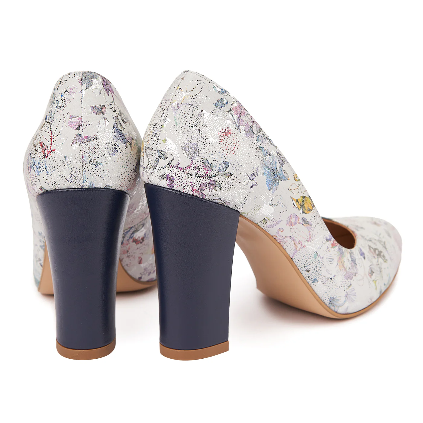 Pantofi dama toc gros din piele naturala bej 4824 - Image 2