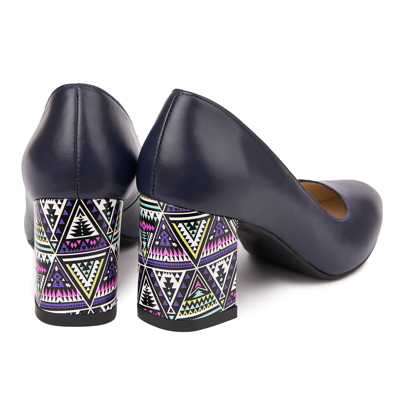 Pantofi dama toc gros din piele naturala bleumarin 4624 - Image 2