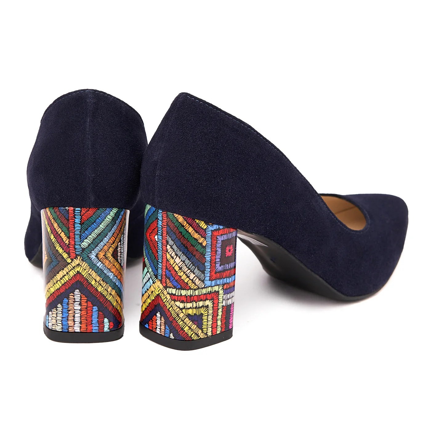 Pantofi dama toc gros din piele naturala bleumarin 4626 - Image 2