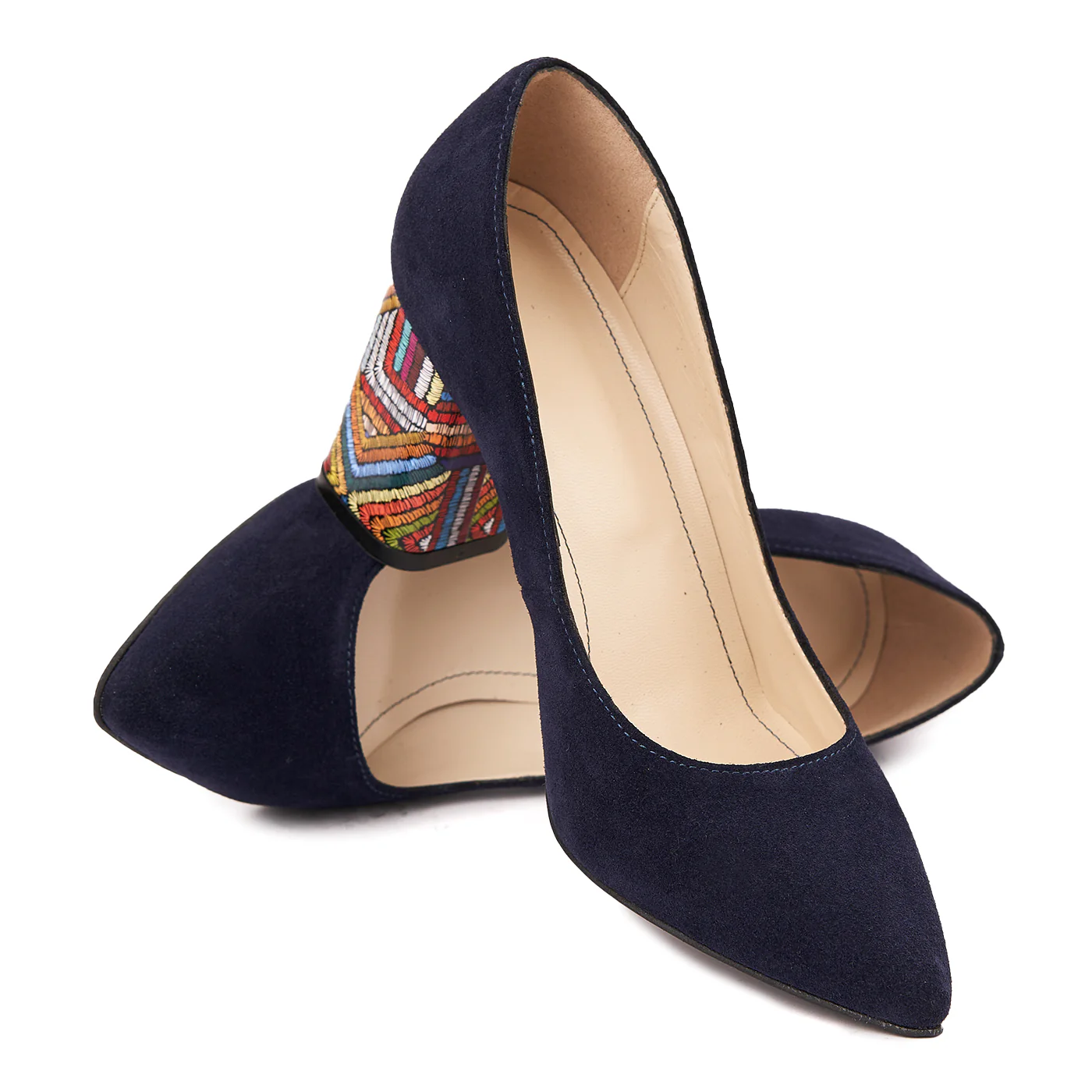 Pantofi dama toc gros din piele naturala bleumarin 4626 - Image 4