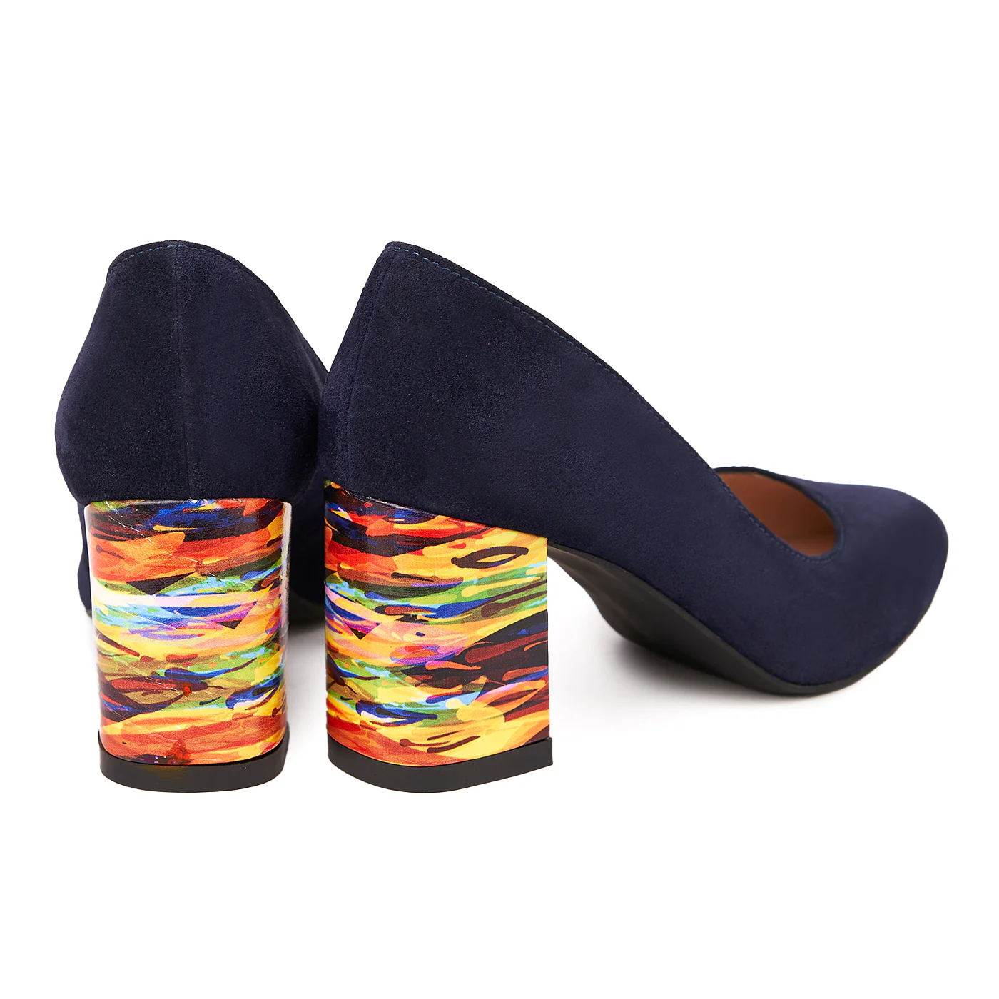 Pantofi dama toc gros din piele naturala bleumarin 4786 - Image 2