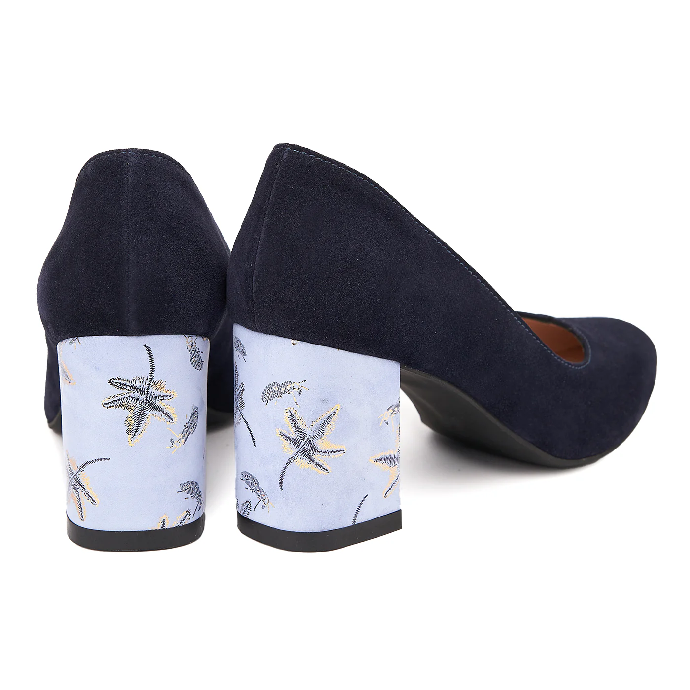 Pantofi dama toc gros din piele naturala bleumarin 4794 - Image 4