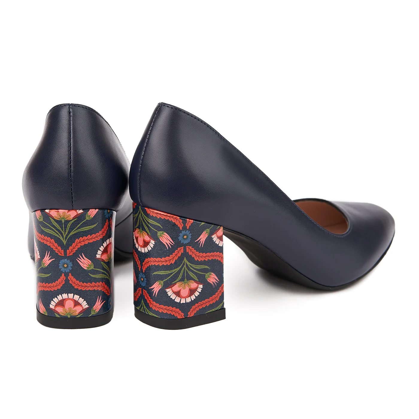 Pantofi dama toc gros din piele naturala bleumarin 4795 - Image 2