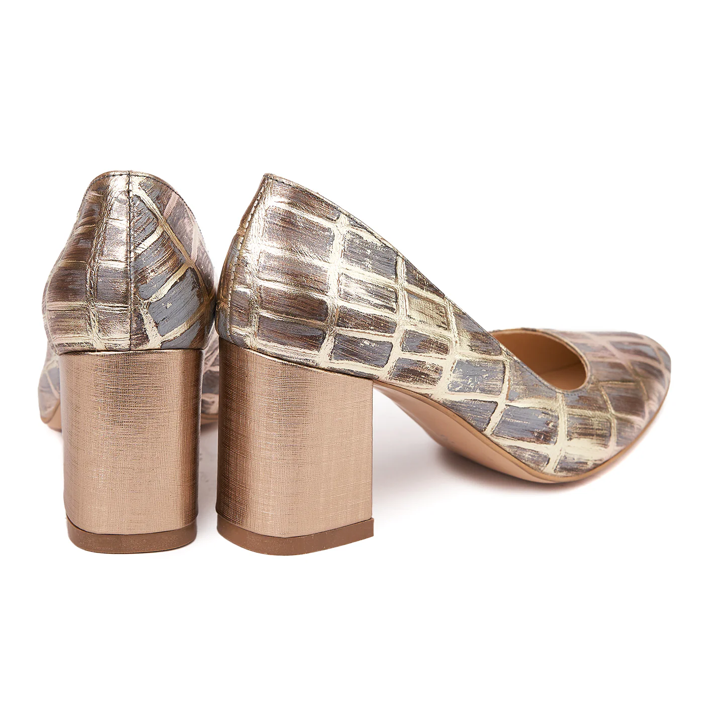 Pantofi dama toc gros din piele naturala cu model 4603 - Image 2