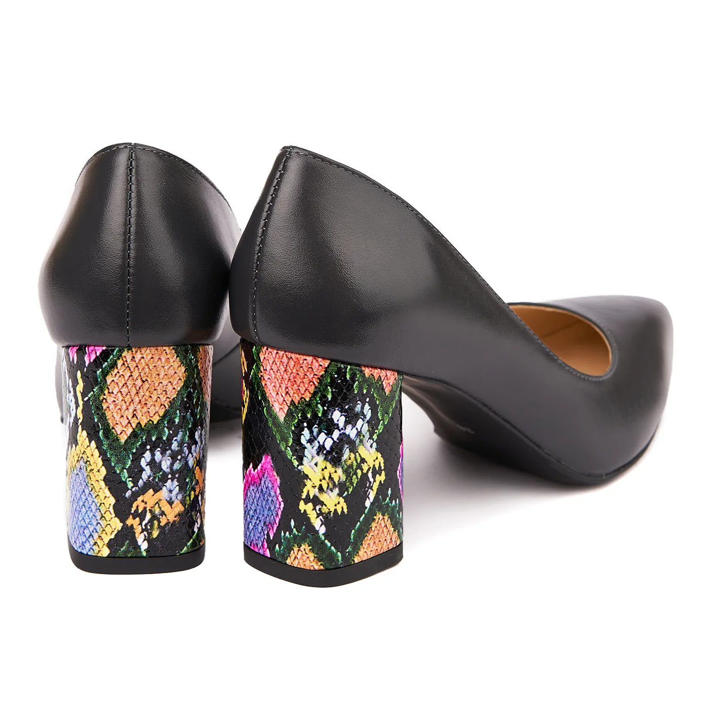 Pantofi dama toc gros din piele naturala neagra 4633 - Image 2