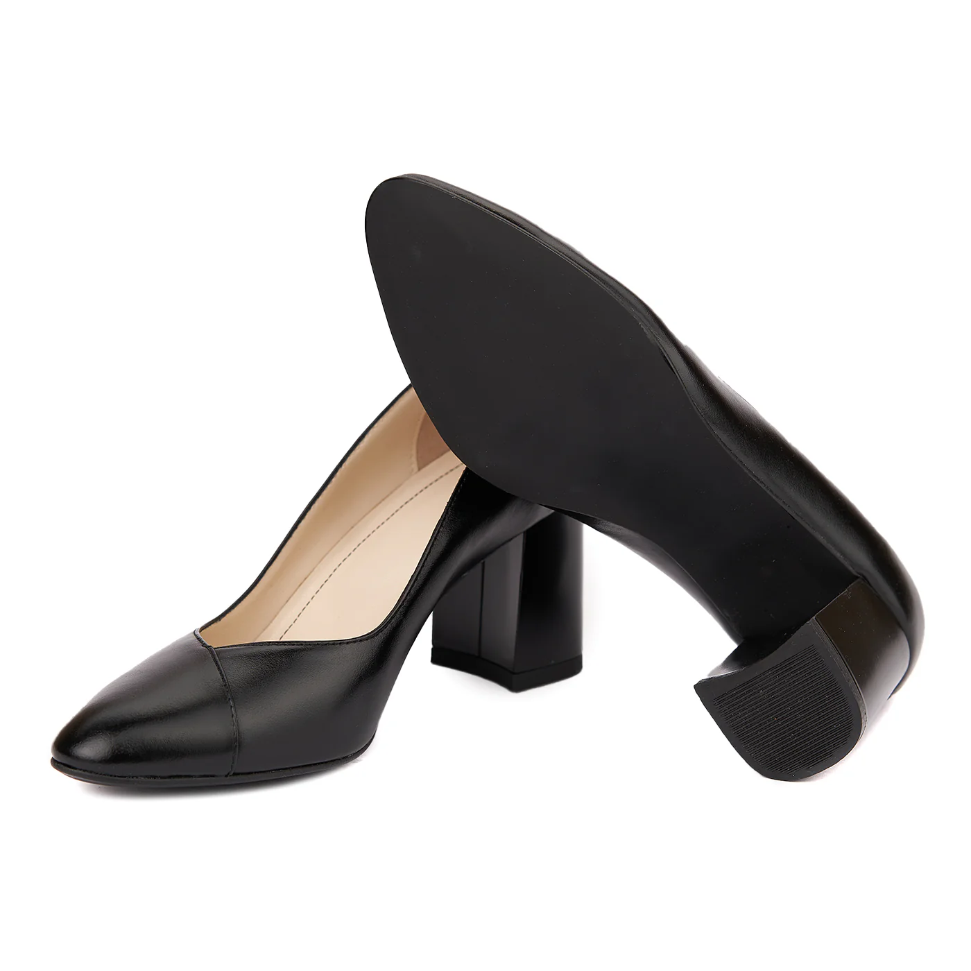 Pantofi dama toc gros din piele naturala neagra 4637 - Image 3