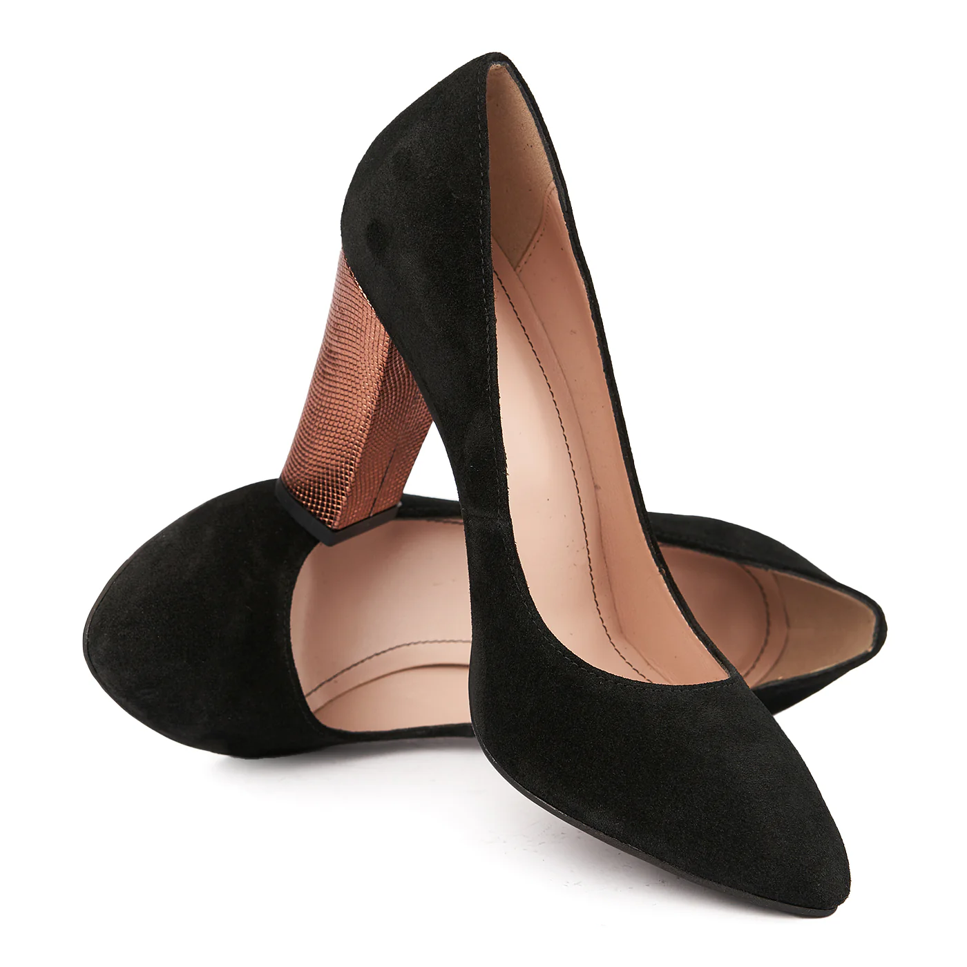 Pantofi dama toc gros din piele naturala neagra 4776 - Image 4