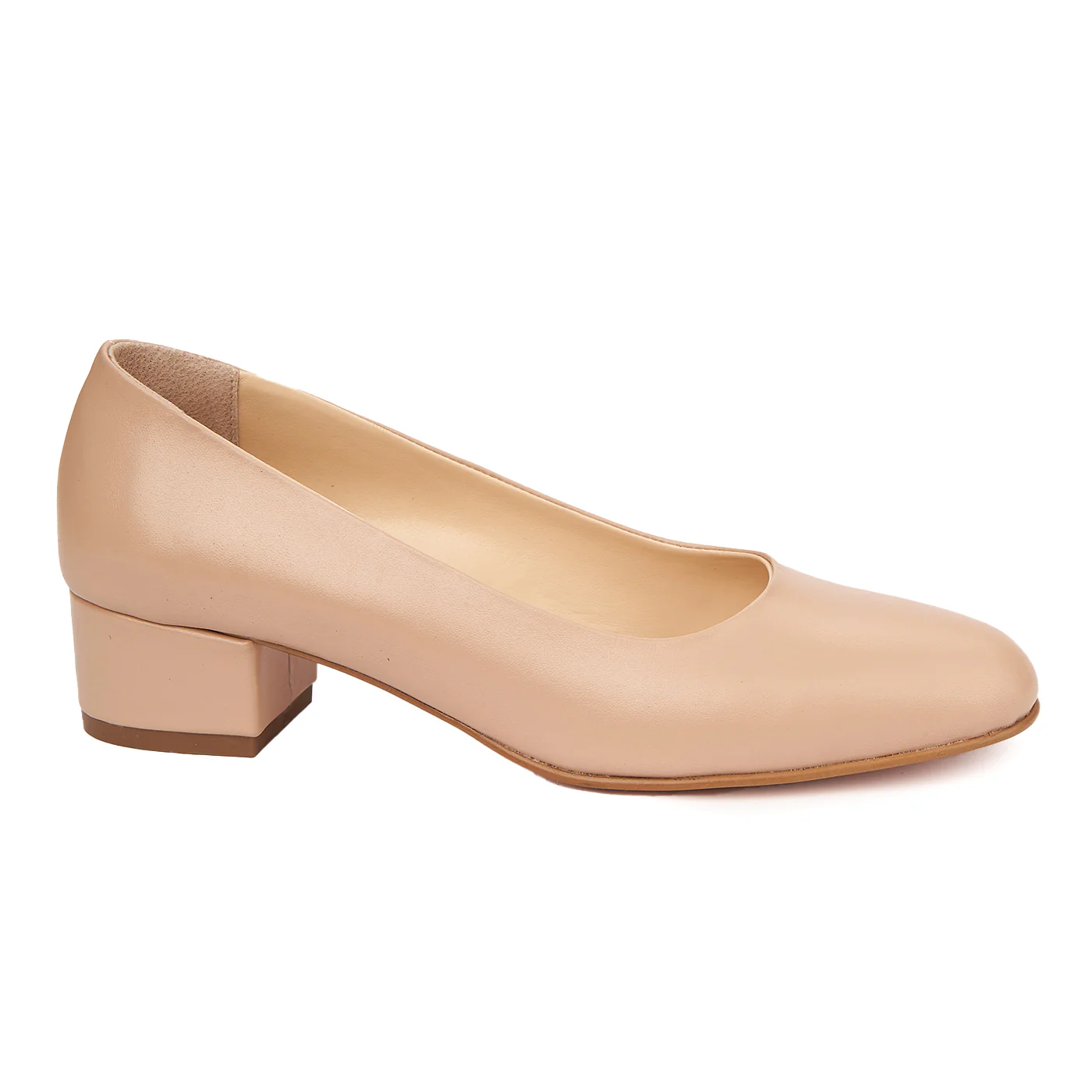 Pantofi dama toc mic din piele naturala bej 4361
