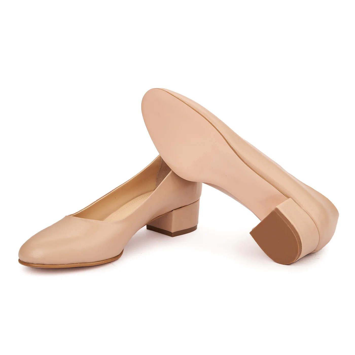 Pantofi dama toc mic din piele naturala bej 4361 - Image 3